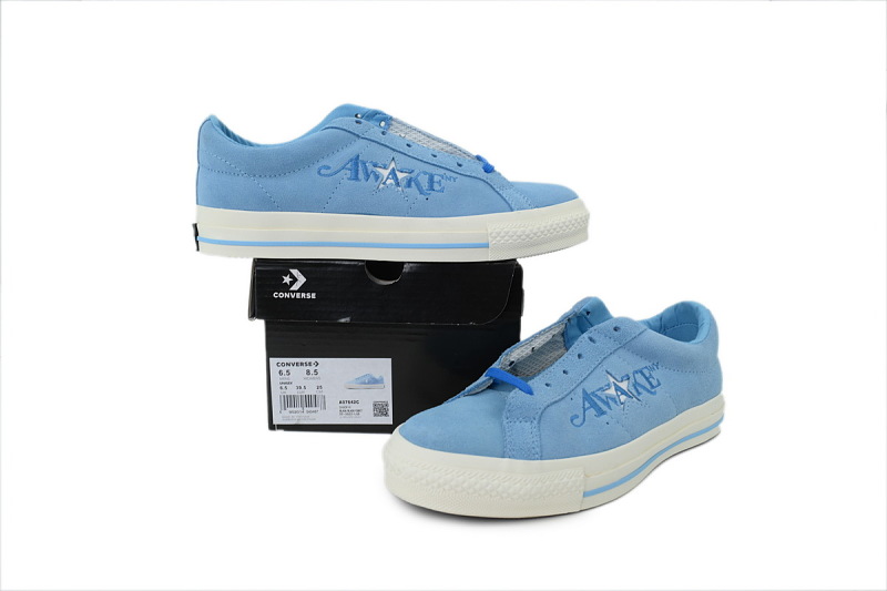 【AH2X7】刺绣木村蓝低 匡威 低帮刺绣休闲鞋 A07642C Awake NY x Converse One Star Pro Low 'Blue'