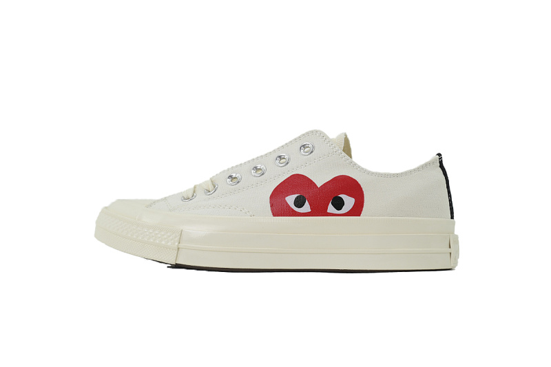 【AH8X7】川久保龄米低 匡威 1970低帮帆布休闲鞋 150207C Comme des Garçons Play x Converse Chuck 70 Low 'Milk'