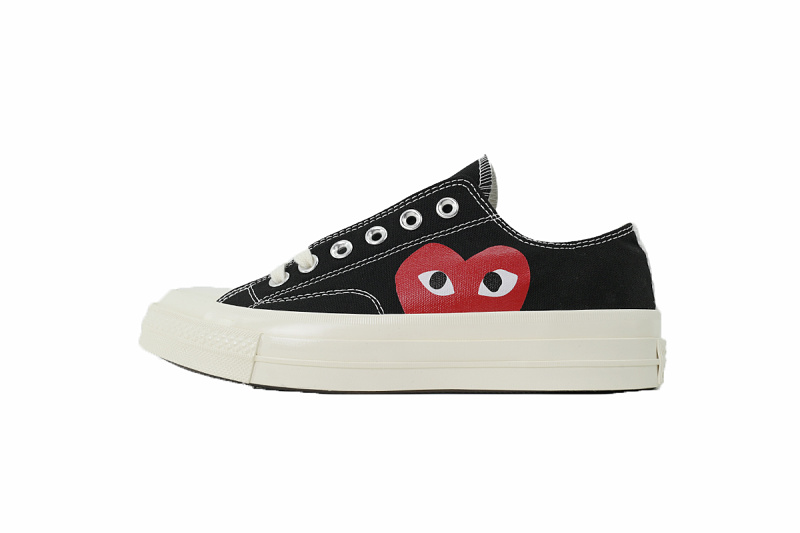 【AH8X7】川久保龄黑低 匡威 1970高帮帆布休闲鞋 150206C Comme des Garçons Play x Converse Chuck 70 Low 'Black'