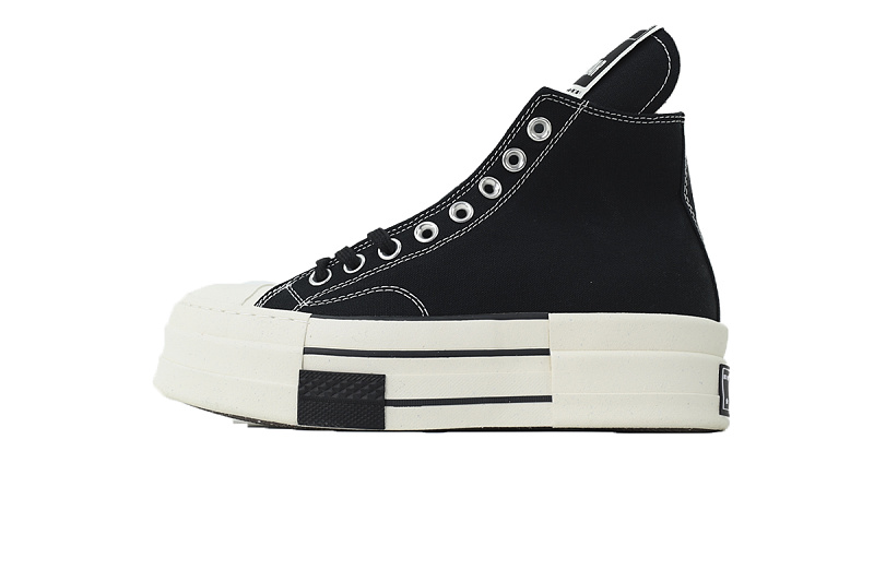 【AH0X7】长鞋舌黑高 匡威 高帮厚底帆布鞋 A04954C Rick Owens x Converse DRKSHDW DBL DRKSTAR Chuck 70 High 'Black'