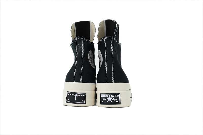 【AH0X7】长鞋舌黑高 匡威 高帮厚底帆布鞋 A04954C Rick Owens x Converse DRKSHDW DBL DRKSTAR Chuck 70 High 'Black'