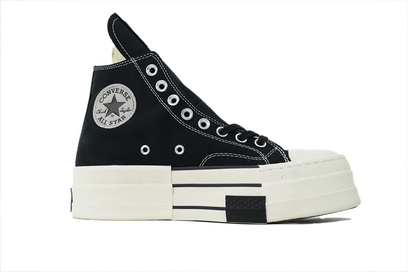 【AH0X7】长鞋舌黑高 匡威 高帮厚底帆布鞋 A04954C Rick Owens x Converse DRKSHDW DBL DRKSTAR Chuck 70 High 'Black'