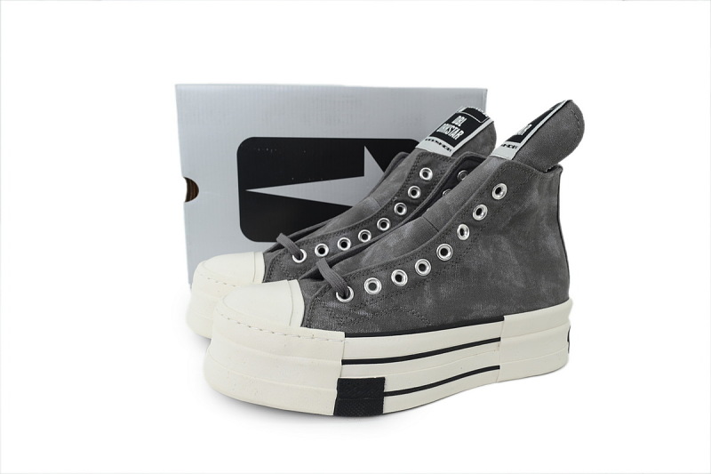【AH0X7】长鞋舌灰高 匡威 高帮厚底帆布鞋A06755C Converse DRKSHDW DBL DRKSTAR Chuck 70High'Washed Canvas Pack-Concrete