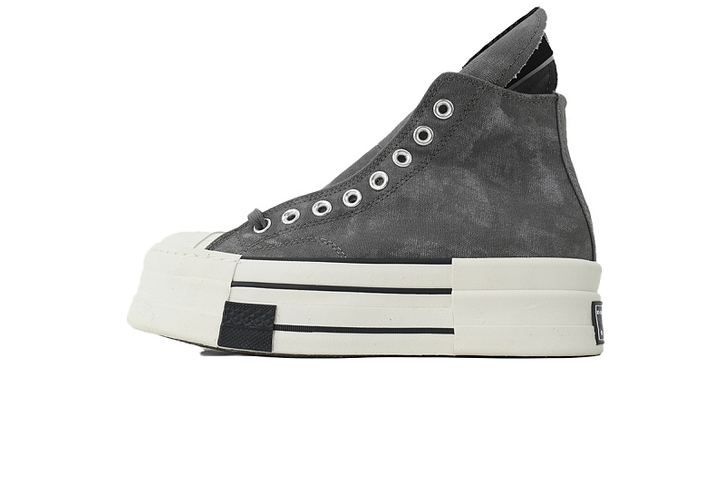 【AH0X7】长鞋舌灰高 匡威 高帮厚底帆布鞋A06755C Converse DRKSHDW DBL DRKSTAR Chuck 70High'Washed Canvas Pack-Concrete