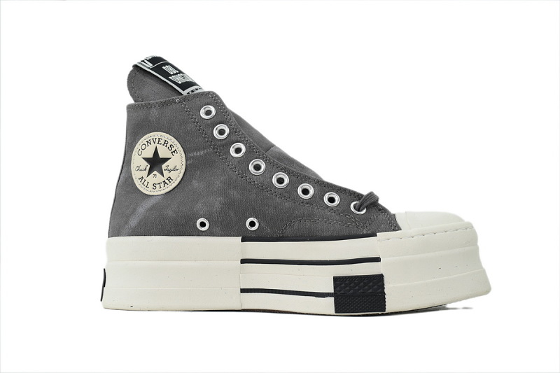 【AH0X7】长鞋舌灰高 匡威 高帮厚底帆布鞋A06755C Converse DRKSHDW DBL DRKSTAR Chuck 70High'Washed Canvas Pack-Concrete