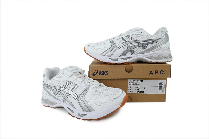 【BA3M5】白色 亚瑟士 复古时尚跑步鞋 1203A727-100 A.P.C. x ASICS Gel Kayano 14 'White Pure Silver'