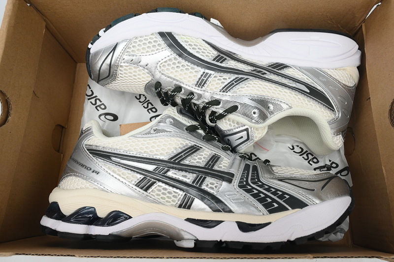 【BA7X7】卡其银黑 亚瑟士 复古时尚跑步鞋 1203A566-100 Kith x Asics Gel Kayano 14 'Cream Scarab'