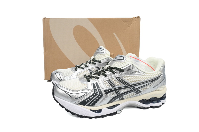 【BA7X7】卡其银黑 亚瑟士 复古时尚跑步鞋 1203A566-100 Kith x Asics Gel Kayano 14 'Cream Scarab'