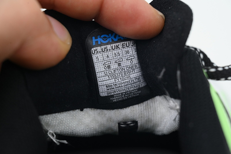 【BA7HO】黑白绿-4 HOKA ONE ONE CLIFTON ONE 9 舒适柔软防滑 低帮 休闲跑步鞋 1155370-BWHT Clifton One9 'White Black Green