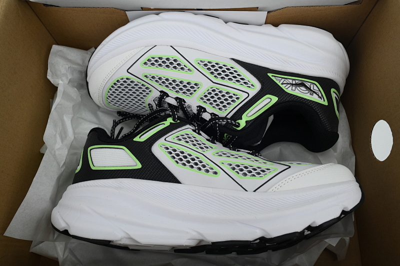 【BA7HO】黑白绿-4 HOKA ONE ONE CLIFTON ONE 9 舒适柔软防滑 低帮 休闲跑步鞋 1155370-BWHT Clifton One9 'White Black Green