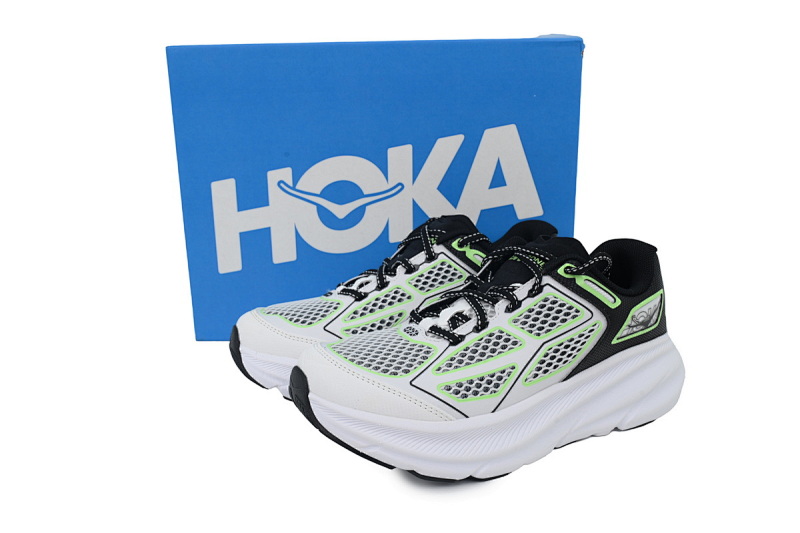 【BA7HO】黑白绿-4 HOKA ONE ONE CLIFTON ONE 9 舒适柔软防滑 低帮 休闲跑步鞋 1155370-BWHT Clifton One9 'White Black Green