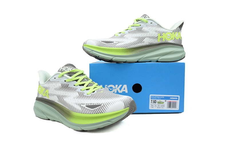 【AA3HO】防水荧光绿-15 HOKA 克里夫顿 9休闲跑步鞋 1141470-STLV HOKA Clifton 9 GORE-TEX for Men
