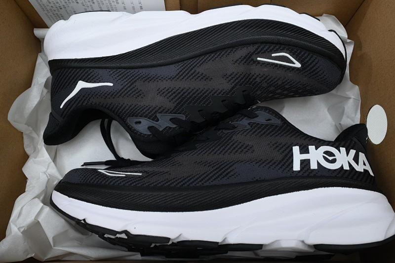 【AA1HO】黑白-7 HOKA 克里夫顿 9休闲跑步鞋 1132210-BWHT HOKA Clifton 9 2E Wide 'Black White'