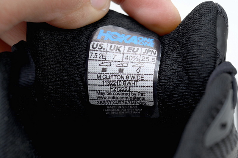 【AA1HO】黑白-7 HOKA 克里夫顿 9休闲跑步鞋 1132210-BWHT HOKA Clifton 9 2E Wide 'Black White'