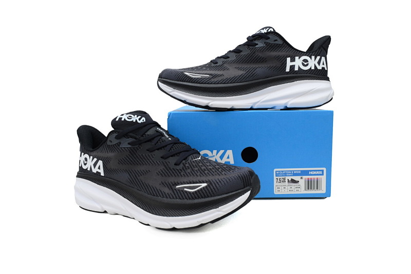 【AA1HO】黑白-7 HOKA 克里夫顿 9休闲跑步鞋 1132210-BWHT HOKA Clifton 9 2E Wide 'Black White'